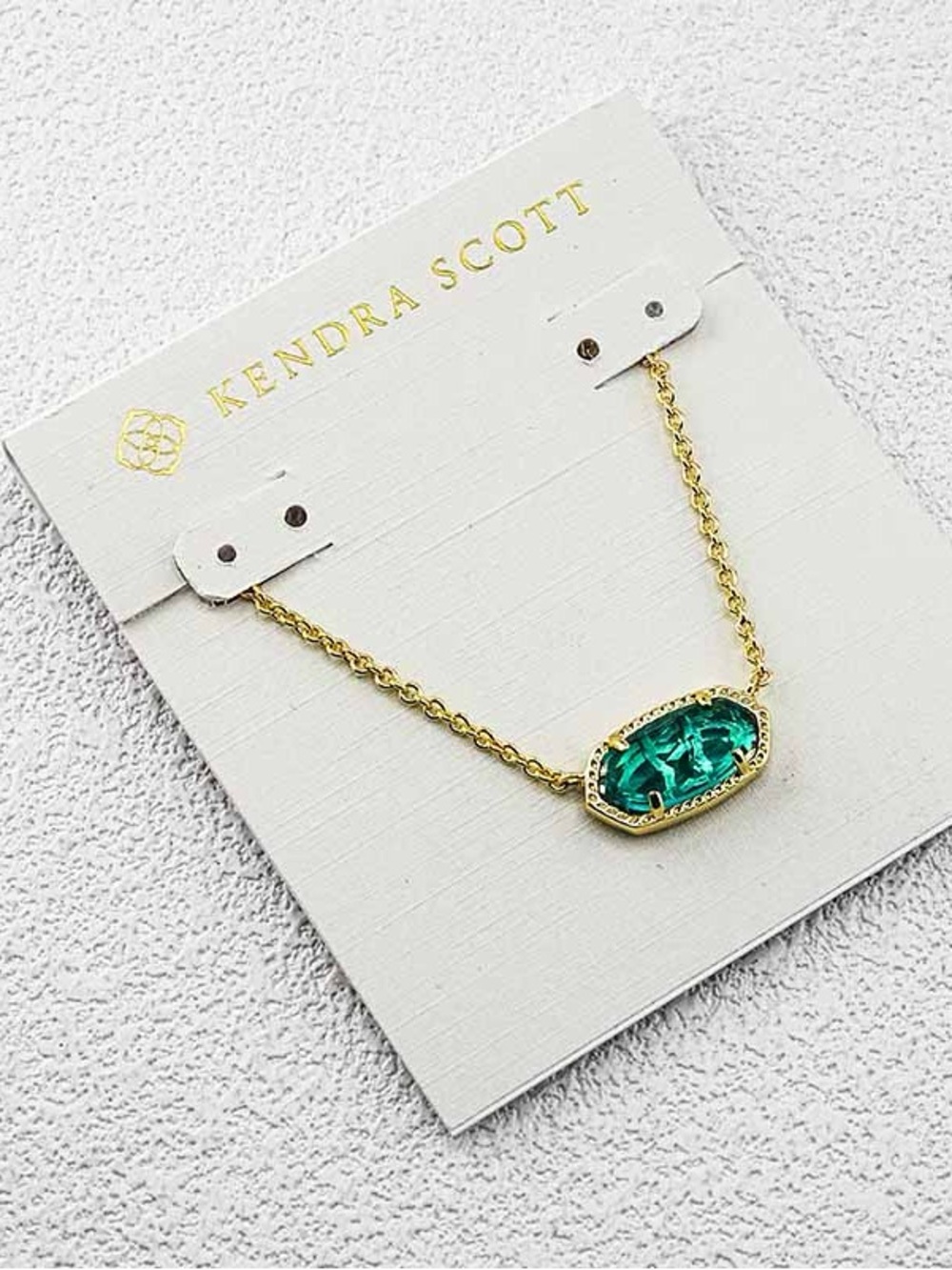 Kendra Scott Gold Necklace with Teal Oval Stone